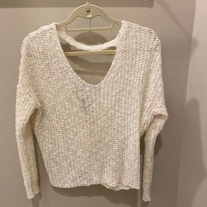 White open/cross back sweater